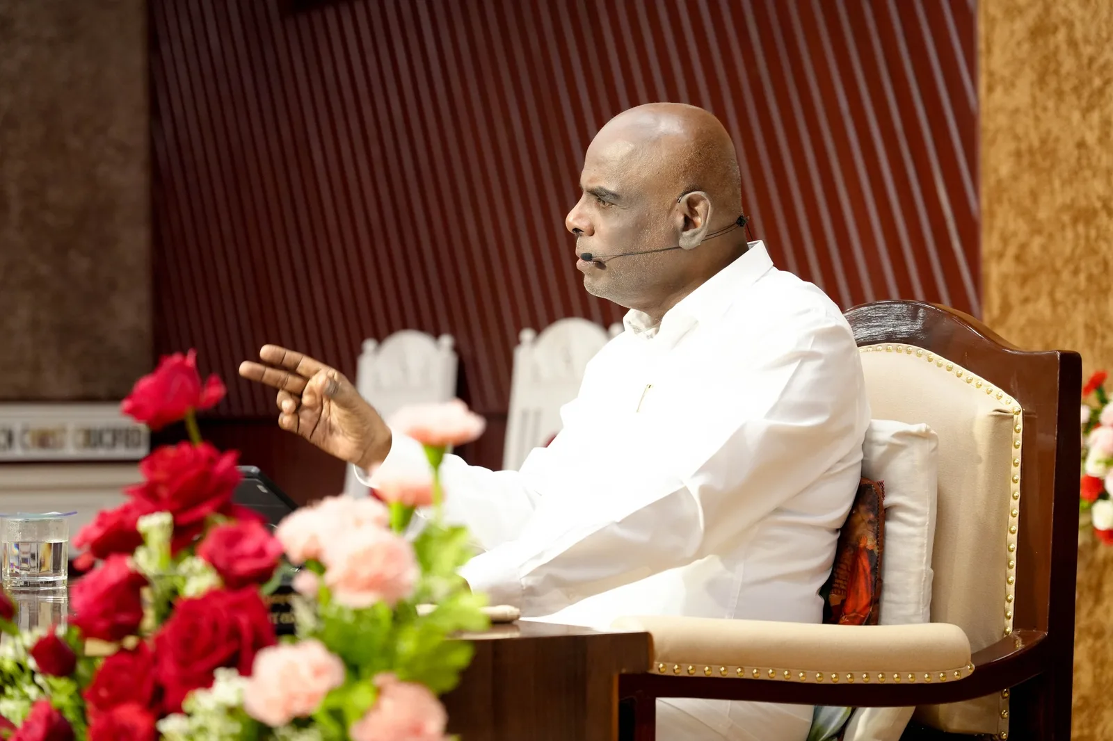 Archbishop Dr. Reuben M. Sathiyaraj teaching at Agape Bible Church