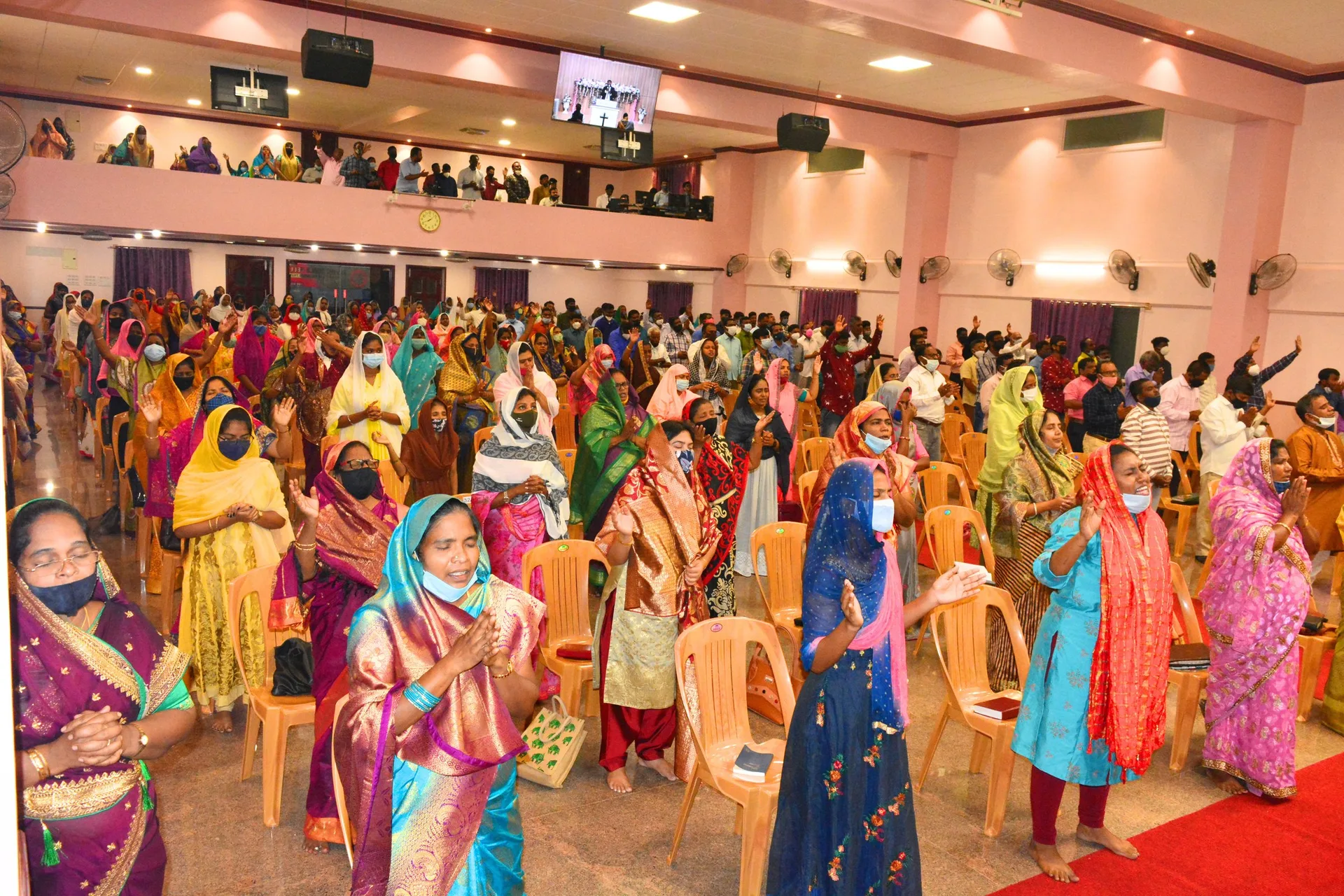 The Agape Bible Church congregation worshipping together in Bangalore